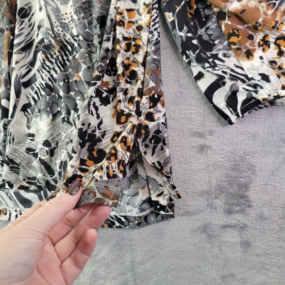Rebecca Malone Womens 2X Animal Print Stretch Long Sleeve Top Plus Size Vibe - Picture 4 of 9